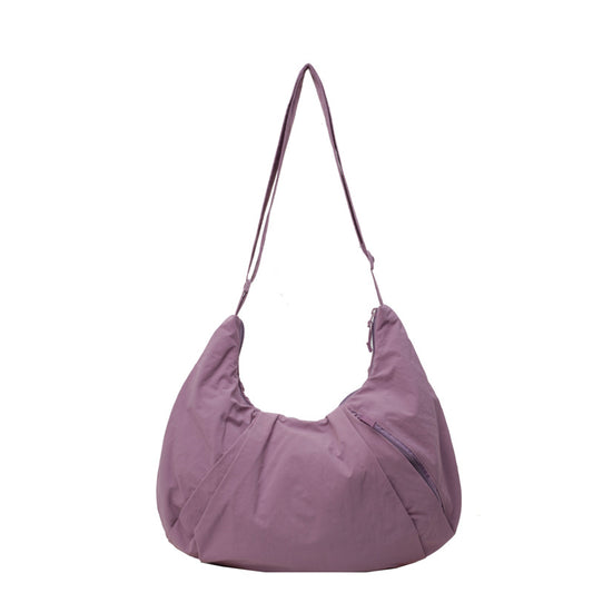 Soft Nylon Crescent Shoulder Bag – Lightweight Casual Daily Tote