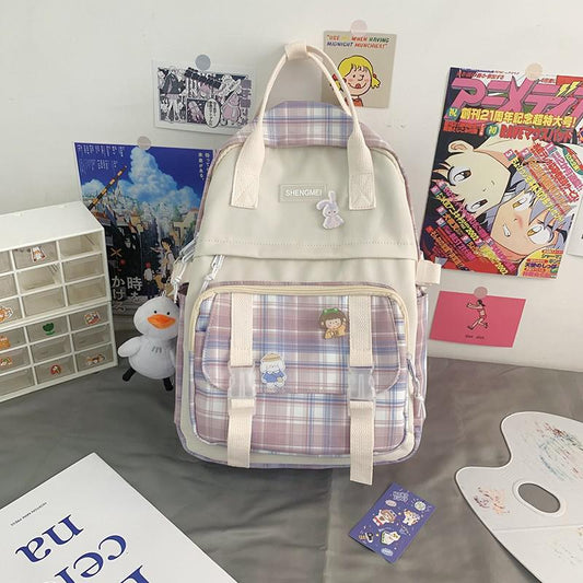 School Bag, Small Backpack, Plaid Backpack