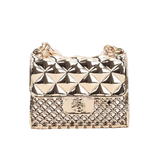 Headphone Bag Rhombic Chain Hanging Neck Bag Female Waist Bag Messenger Bag