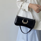 Moon Twist Lock Shoulder Bag Black Underarm Bag