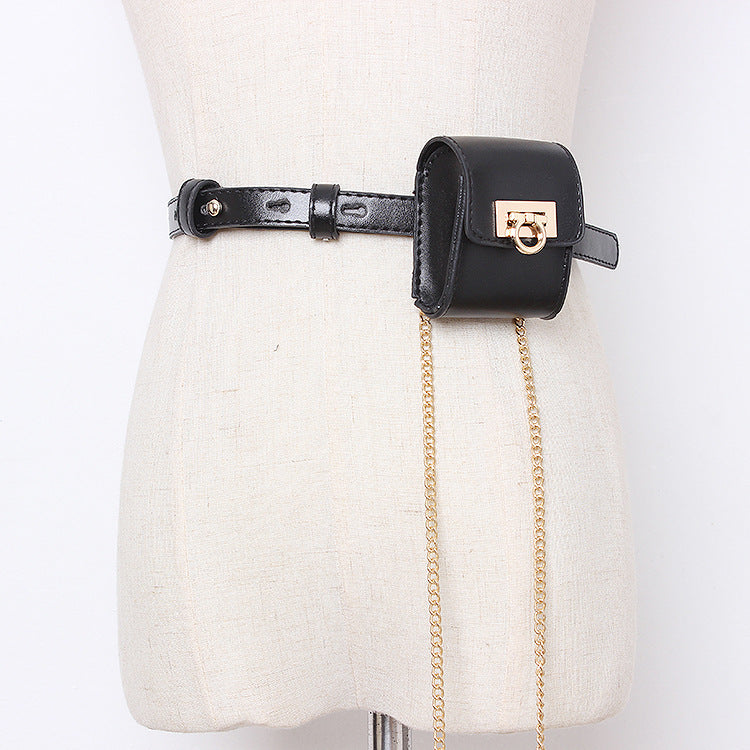 Small Bag Waist Bag Belt Women's Chain Necklace Decorative Bag