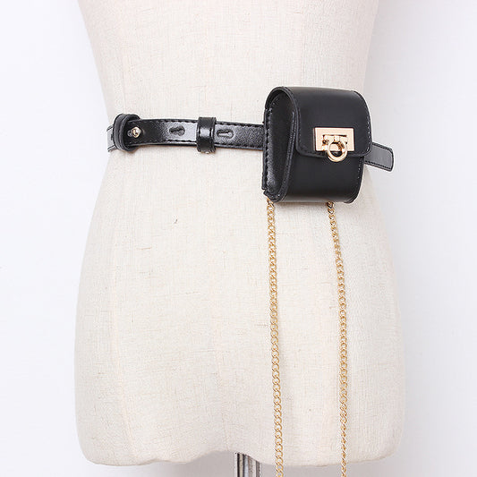 Small Bag Waist Bag Belt Women's Chain Necklace Decorative Bag
