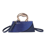 Luxury Croc Embossed Handbag with Gold Metal Handle – Modern Minimalist Glam