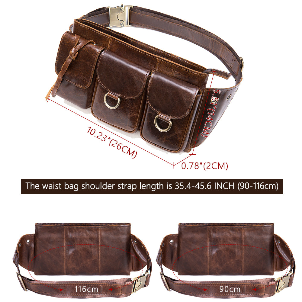Vintage Leather Phone Waist Bag for Men – Hands-Free & Rugged Style!