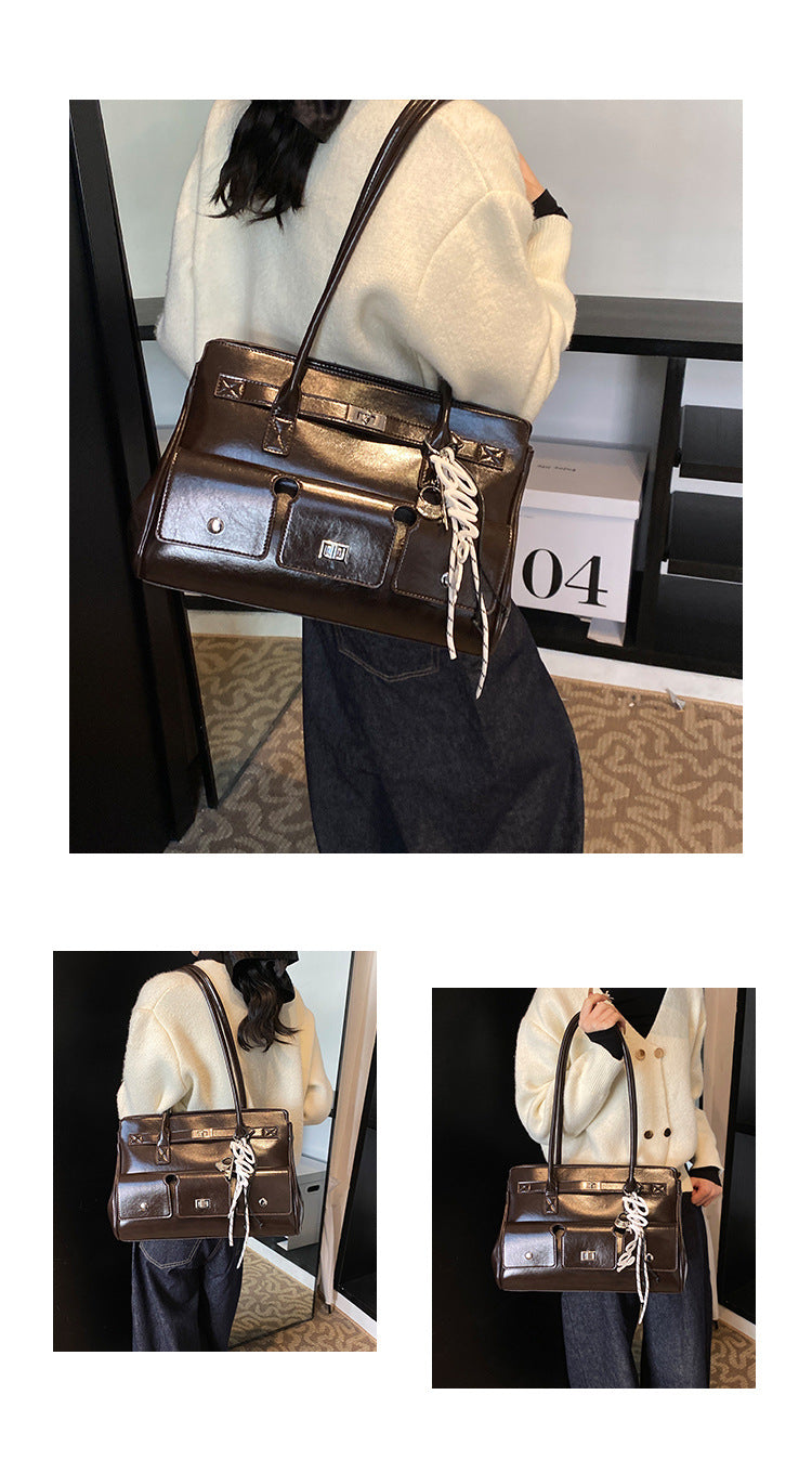 Vintage Leather Tote Bag – Elegant, Spacious & Office-Ready
