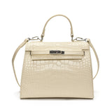 Crocodile Pattern Top Handle Bag – Elegant Kelly Style Handbag