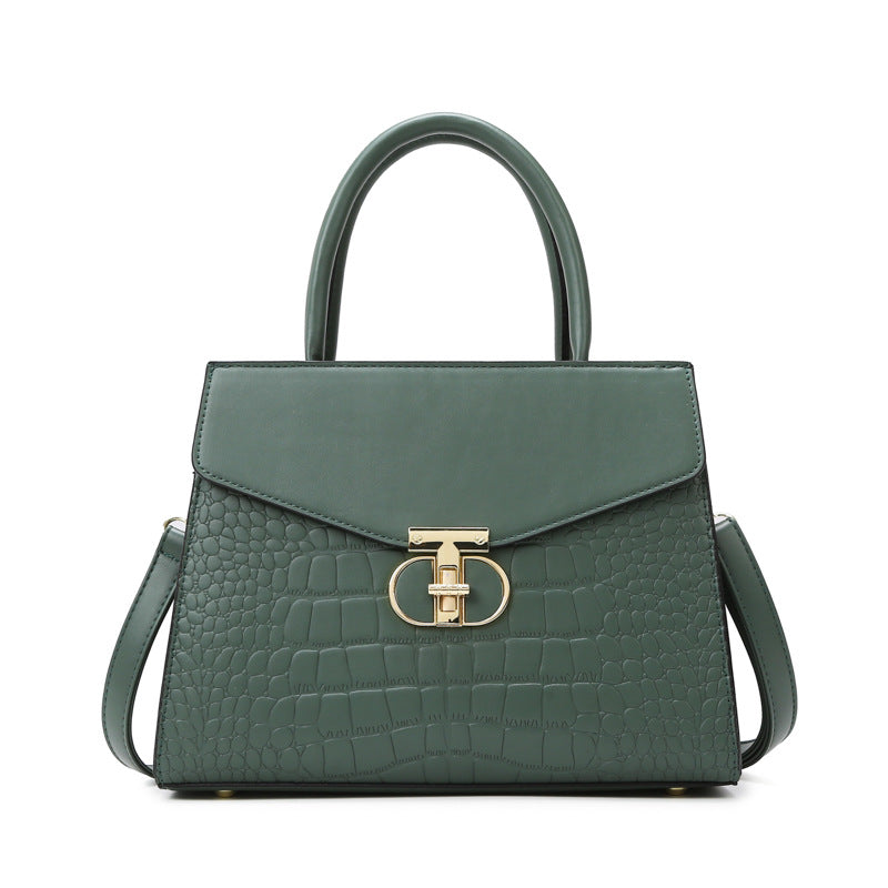 Croc-Pattern Top Handle Bag – Retro, Elegant & Statement-Making