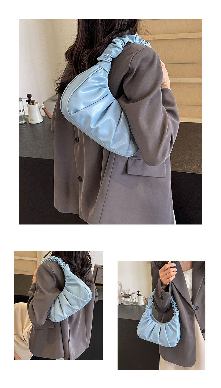 Ruched Soft Handle Shoulder Bag – Trendy Puff Cloud Pouch