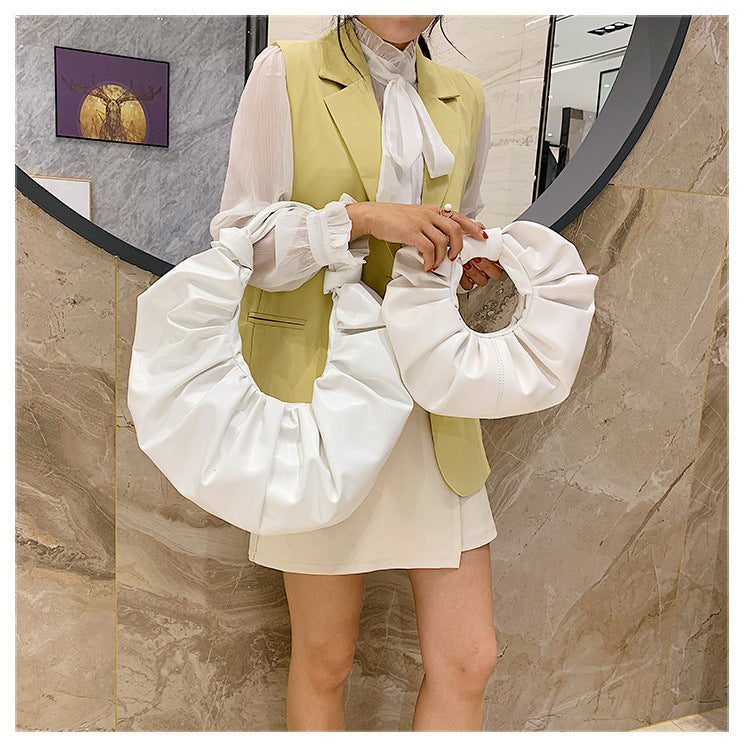 One-shouldered pleated handbag