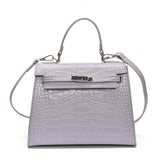 Crocodile Pattern Top Handle Bag – Elegant Kelly Style Handbag