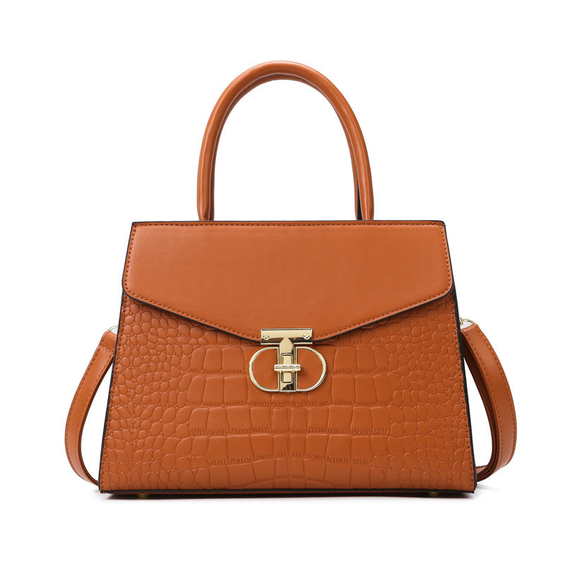 Croc-Pattern Top Handle Bag – Retro, Elegant & Statement-Making