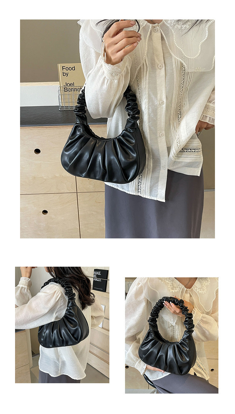Ruched Soft Handle Shoulder Bag – Trendy Puff Cloud Pouch
