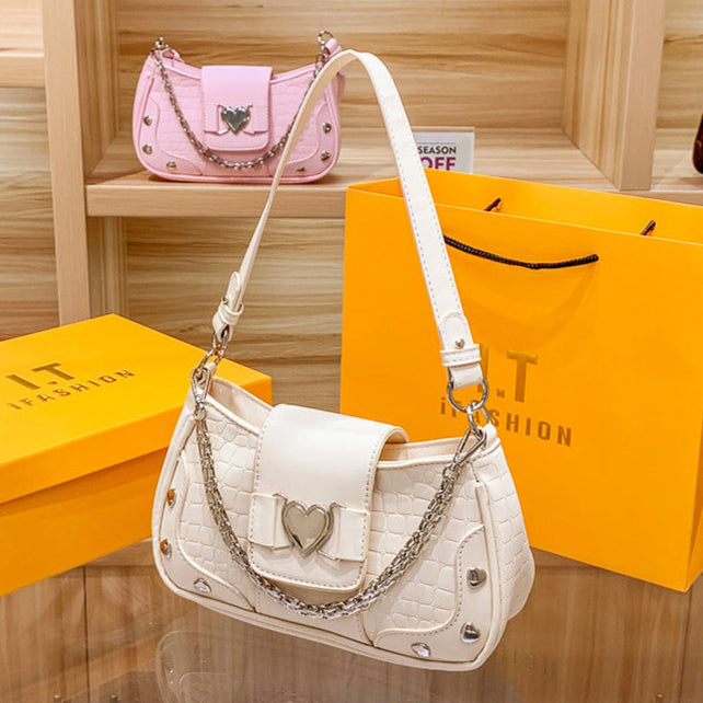 Fashion Colorful Shoulder Bags – Heart & Chain Design | Boutique Real Shots