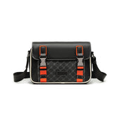 Men’s Color-Block Messenger Bag – Retro Utility Crossbody with Buckle Design