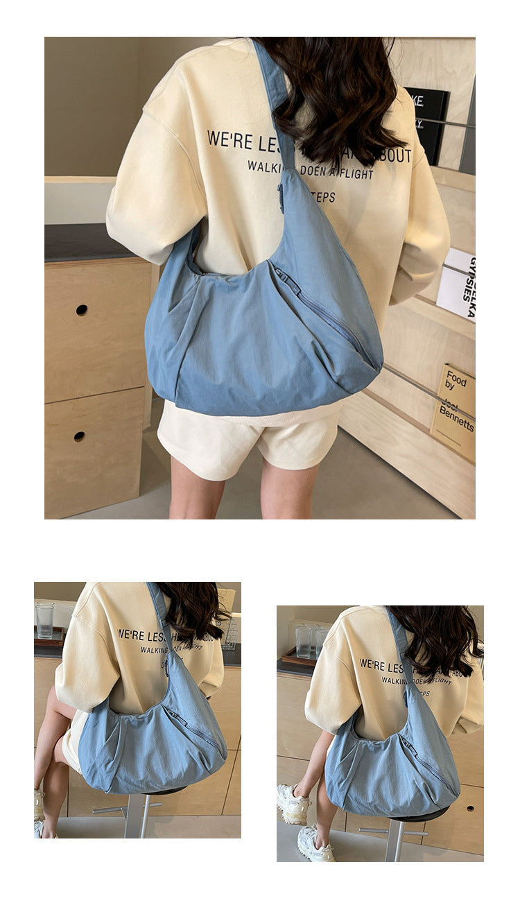 Soft Nylon Crescent Shoulder Bag – Lightweight Casual Daily Tote