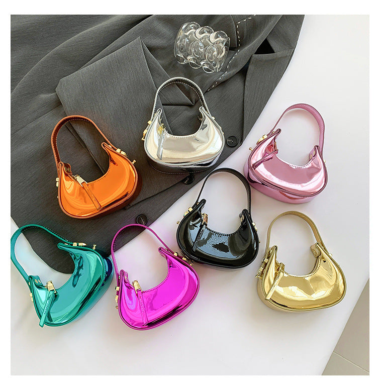 Mini Glossy Shoulder Bag – Y2K Style Patent Leather Purse