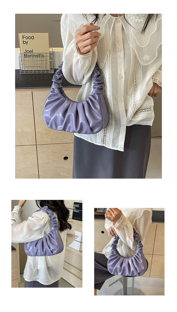 Ruched Soft Handle Shoulder Bag – Trendy Puff Cloud Pouch