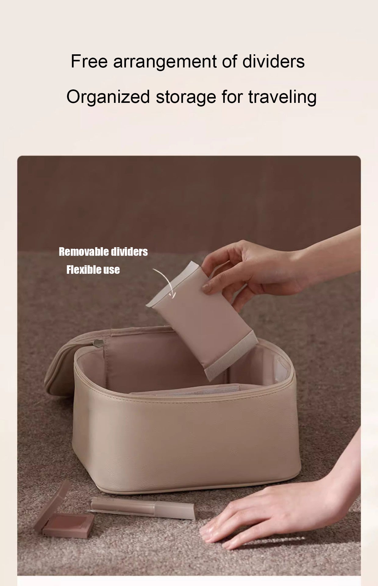 3-in-1 Makeup Organizer Set – Toiletry Bag, Brush Pad & Skincare Case
