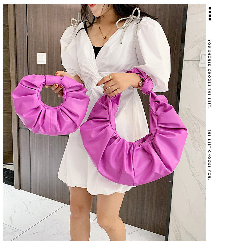 One-shouldered pleated handbag