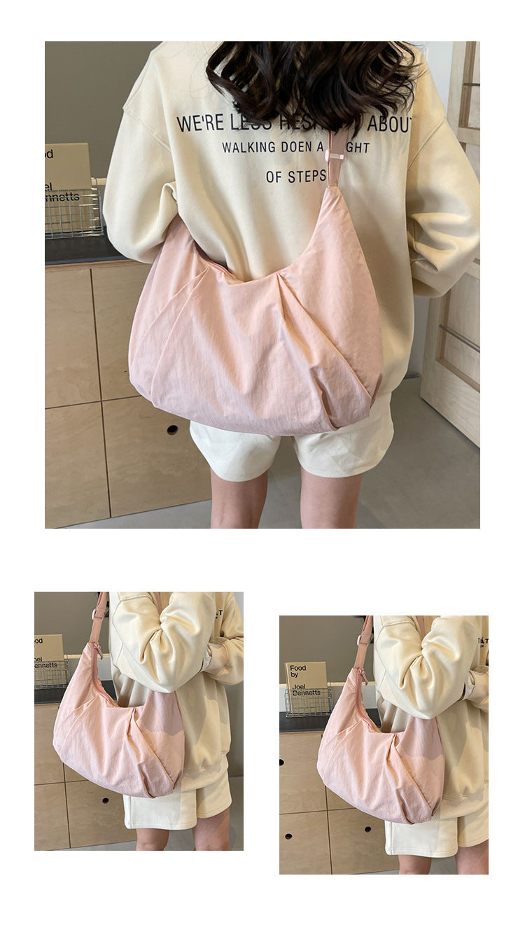 Soft Nylon Crescent Shoulder Bag – Lightweight Casual Daily Tote