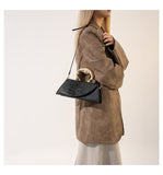 Luxury Croc Embossed Handbag with Gold Metal Handle – Modern Minimalist Glam