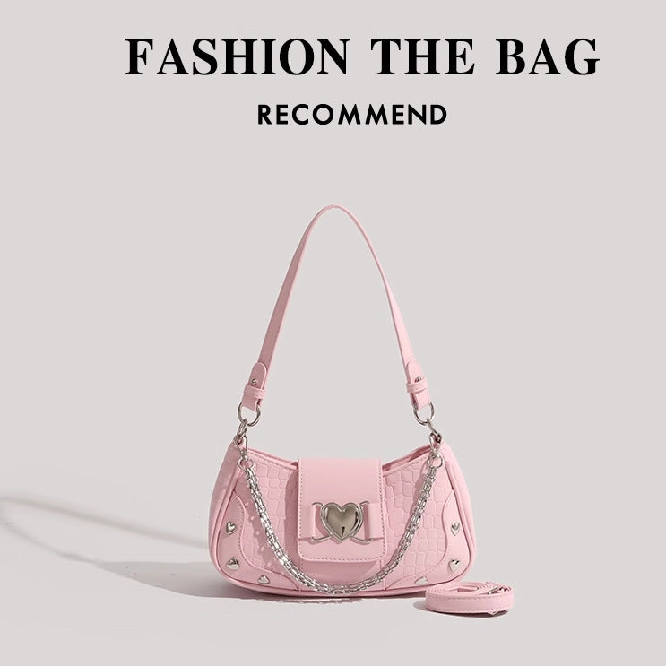 Fashion Colorful Shoulder Bags – Heart & Chain Design | Boutique Real Shots
