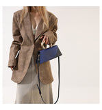 Luxury Croc Embossed Handbag with Gold Metal Handle – Modern Minimalist Glam