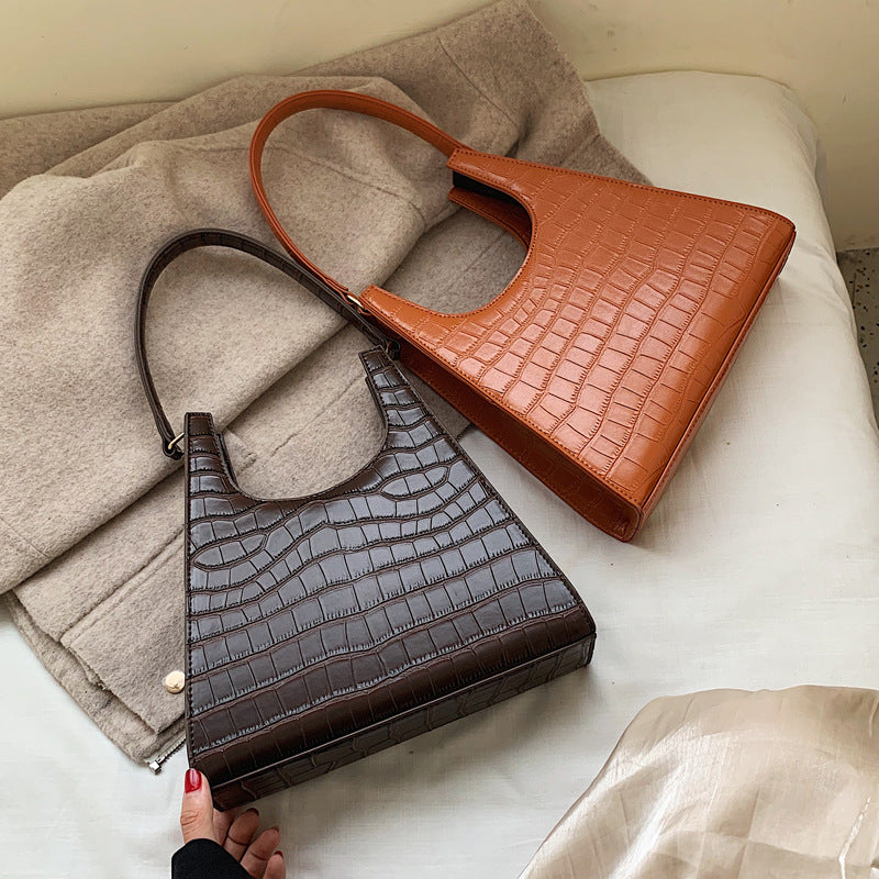 Triangle Alligator Embossed handbag