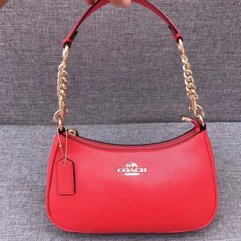 Coach Solid Color Shoulder Bag - Navy/Khaki/Cream | Minimalist Metal Chain | Luxury Work Tote