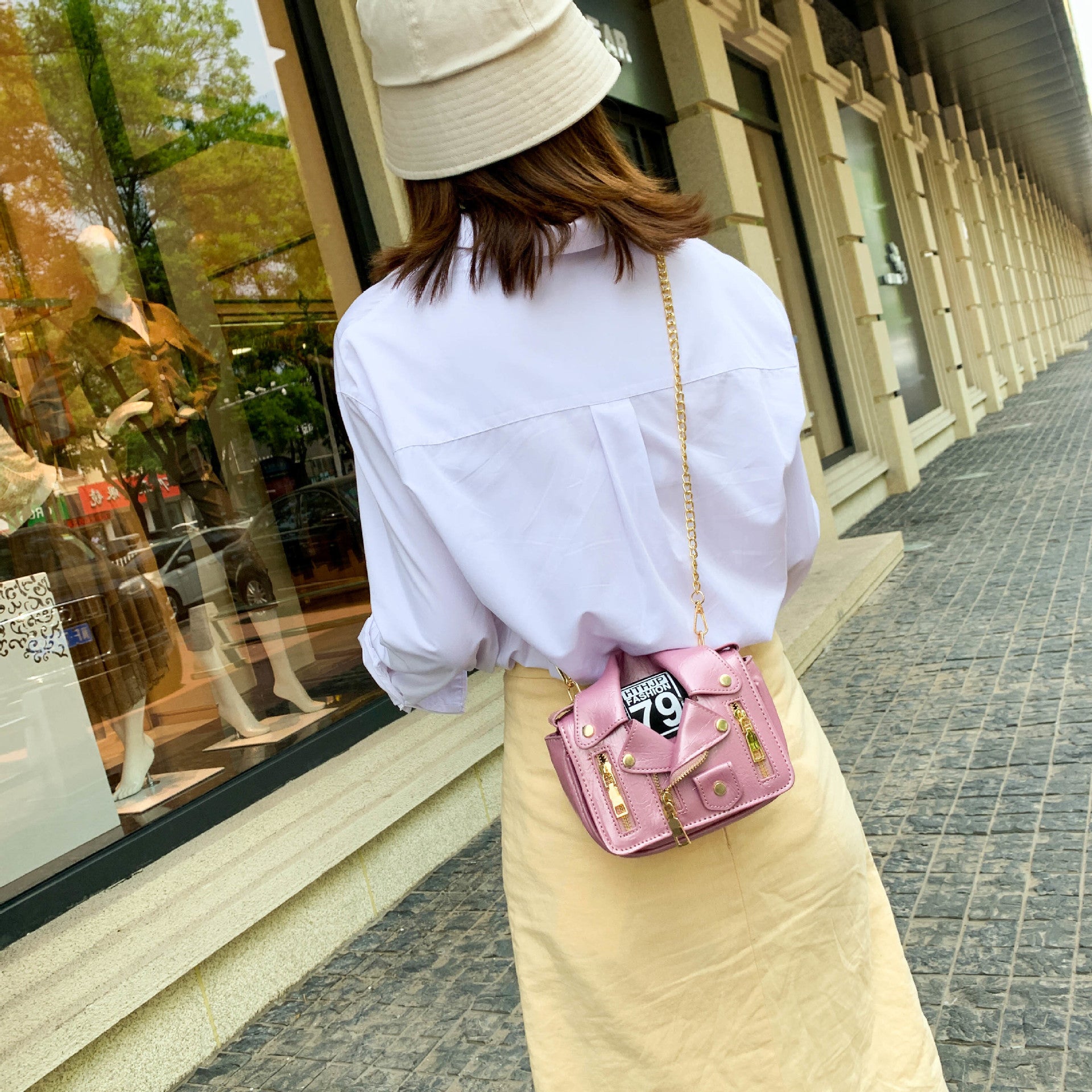 Trendy cool Style motorcycle Bag PU Jacket bag Clothes bag Shoulder Bag