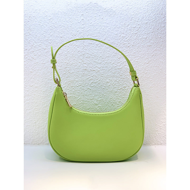 Cowhide Semicircle Moon French Underarm Saddle Bag Women's Shoulder Messenger