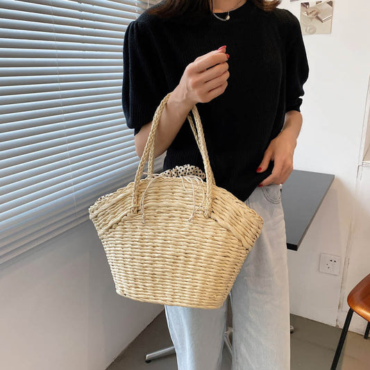 Woven Bag Vacation Rattan Beach Bag Straw Woven Bag