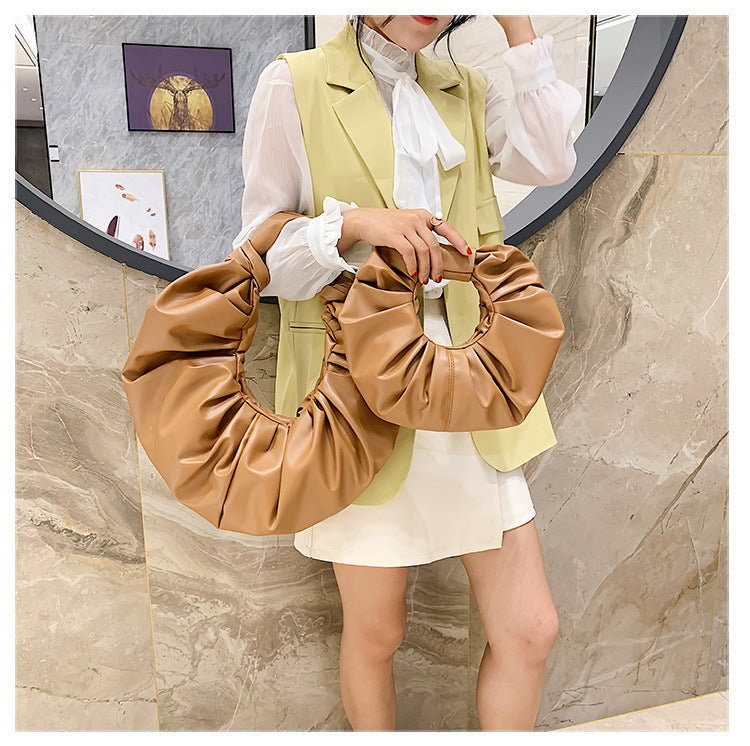 One-shouldered pleated handbag