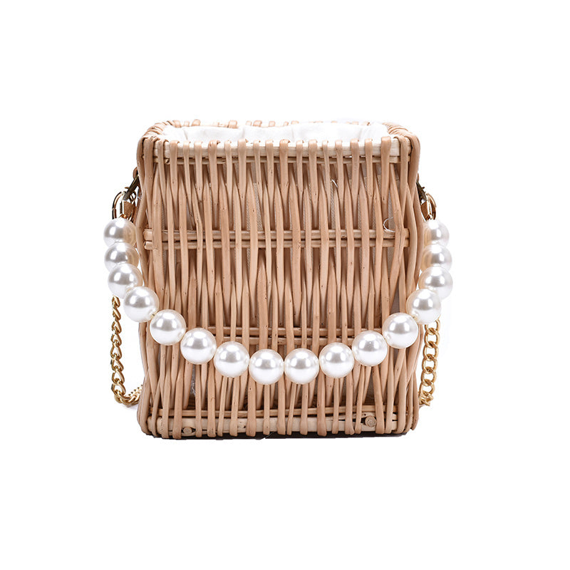 Female Pearl Woven Bag Crossbody Bag