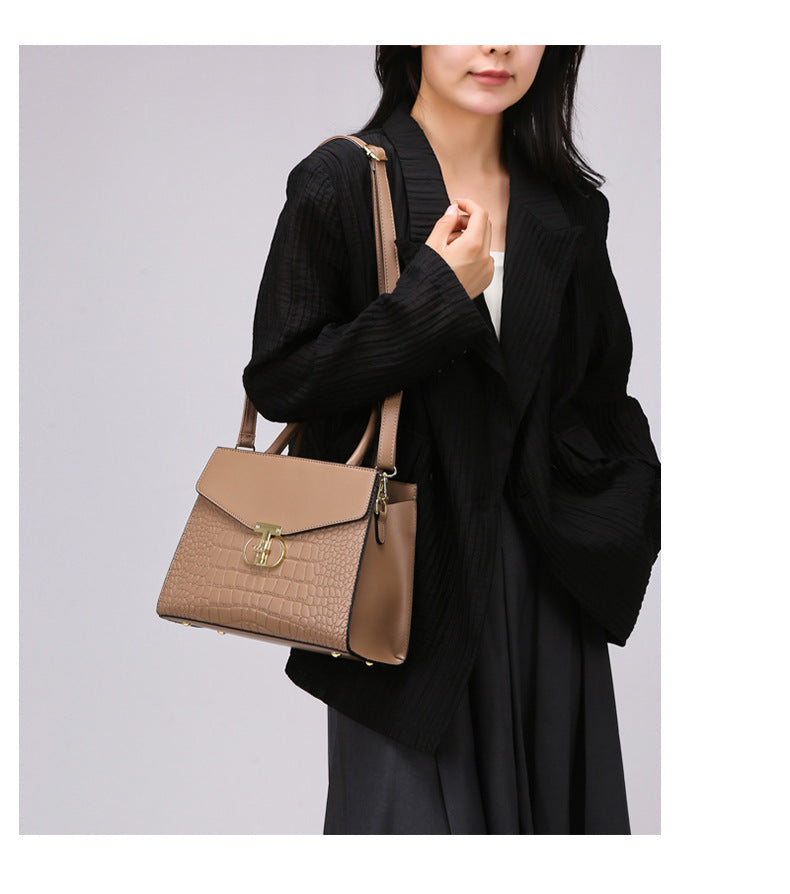 Croc-Pattern Top Handle Bag – Retro, Elegant & Statement-Making