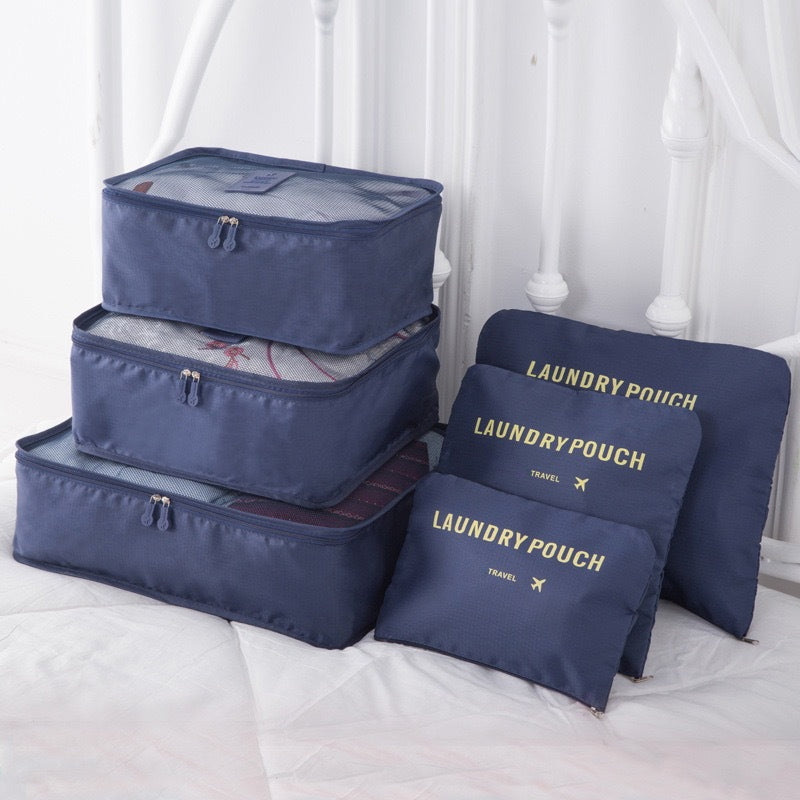 6-Piece Travel Packing Cubes Set – Navy Blue Organizer Bags