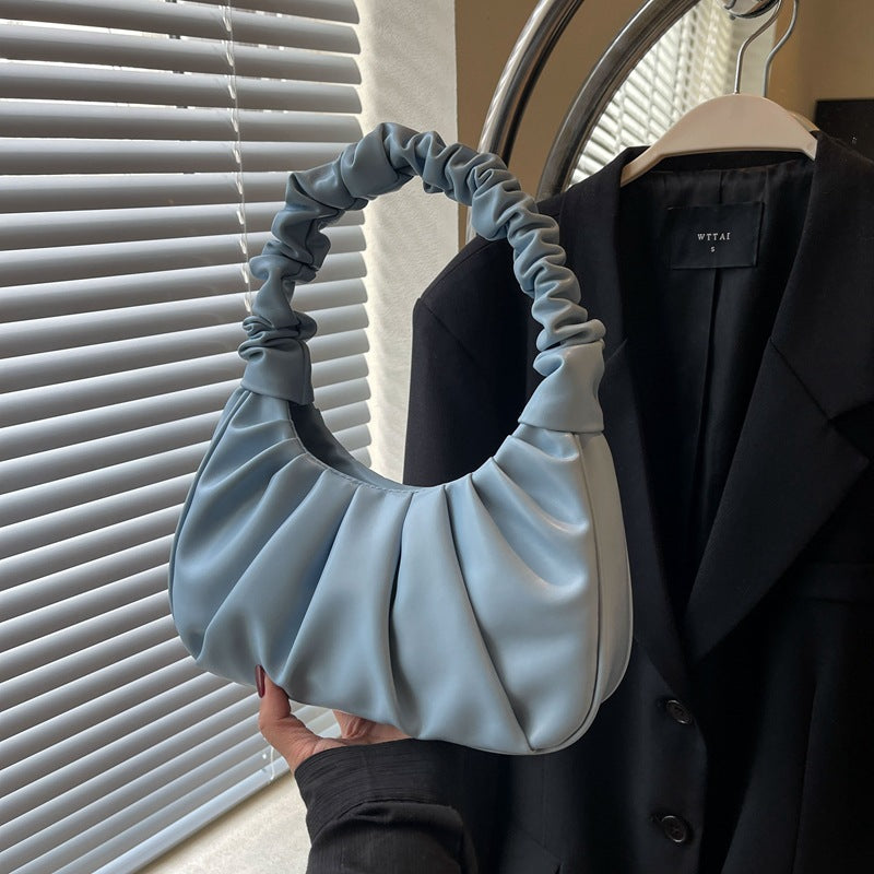 Ruched Soft Handle Shoulder Bag – Trendy Puff Cloud Pouch