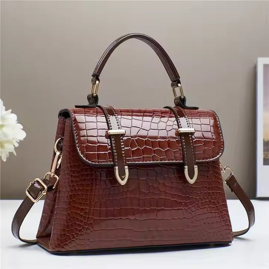 Shine Bright! Gold Croc-Pattern Handbag – Luxe Style, Bold Statement
