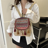Boho Chic Embroidered Tassel Backpack – Vintage Ethnic Style for Free Spirits