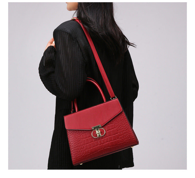 Croc-Pattern Top Handle Bag – Retro, Elegant & Statement-Making