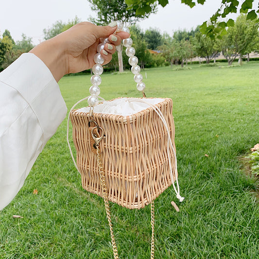 Female Pearl Woven Bag Crossbody Bag