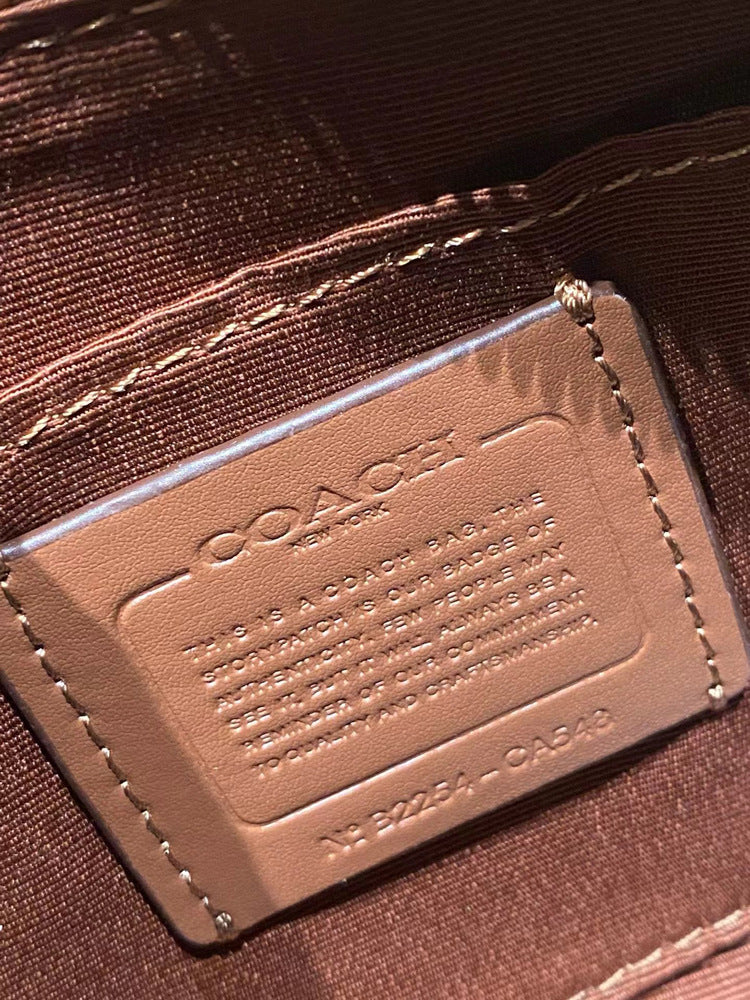 Coach Signature Print Shoulder Bag - Navy/Khaki/Cream | Metal Chain Strap | Luxury Fashion Handbag