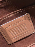 Coach Signature Print Shoulder Bag - Navy/Khaki/Cream | Metal Chain Strap | Luxury Fashion Handbag