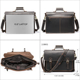 Vintage Leather Briefcase for Men | Premium Business Handbag | Adjustable Shoulder Strap Office Bag