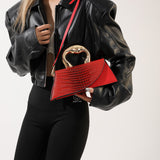 Luxury Croc Embossed Handbag with Gold Metal Handle – Modern Minimalist Glam