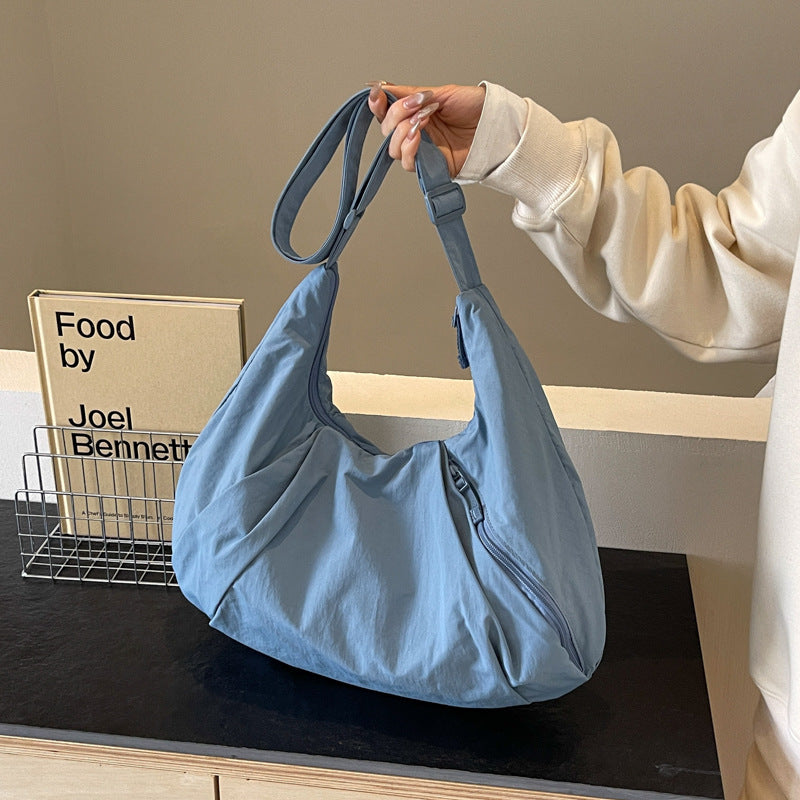 Soft Nylon Crescent Shoulder Bag – Lightweight Casual Daily Tote