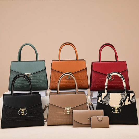 Croc-Pattern Top Handle Bag – Retro, Elegant & Statement-Making