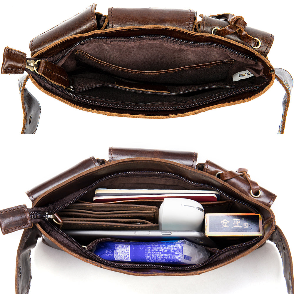Vintage Leather Phone Waist Bag for Men – Hands-Free & Rugged Style!