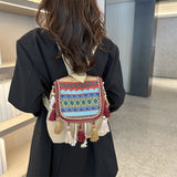 Boho Chic Embroidered Tassel Backpack – Vintage Ethnic Style for Free Spirits