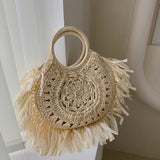 Hollow Straw Tassel Handbag